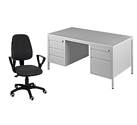 BÜROMÖBEL Hier finden Sie alle Ausstattungsprodukte für Ihr Büro: Flügeltürenschränke und Schiebetürenschränke für die Ablage von Ordnern und Hängemappen, Schreibtische mit fixer oder höhenverstellbarer Tischplattenhöhe, Roll-, oder Standcontainer für Büromaterialien, ergonomische Bürodrehstühle und stapelbare Polsterstühle.