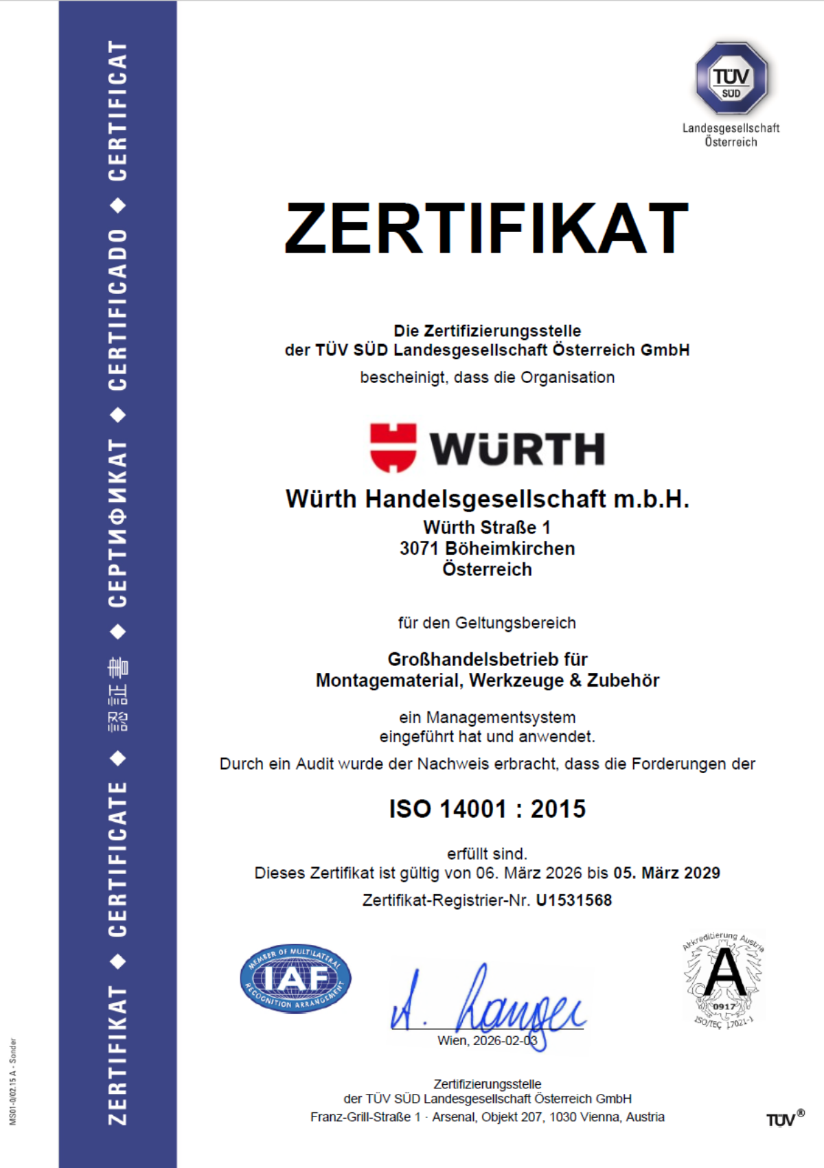 Umweltmanagement Zertifikat ISO 14001